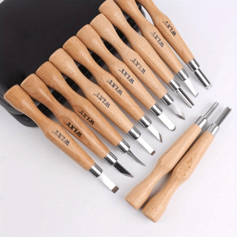 Woodworking Knives - Set di 12 scalpelli e coltelli